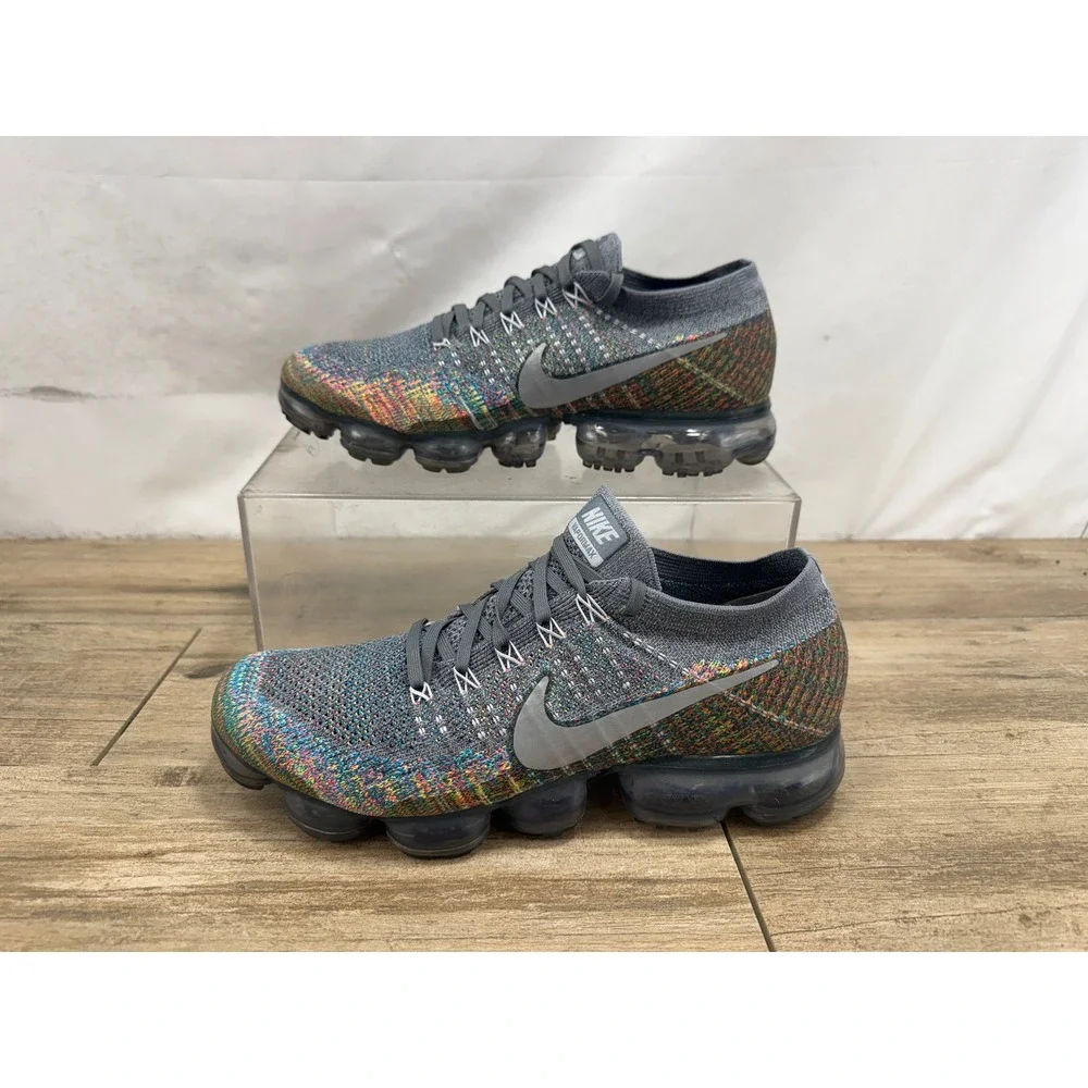 Nike Air VaporMax Flyknit Multi-Color Dark Grey Running Shoes 849558-019 Mens 9